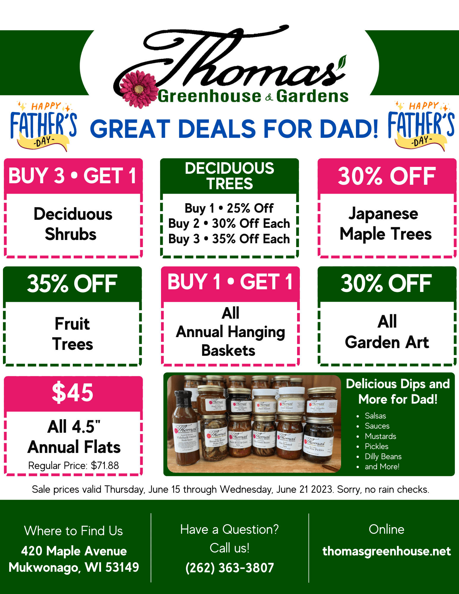 Thomas Greenhouse Fathers Day Sale • Thomas Greenhouse & Gardens Father's Day Sale